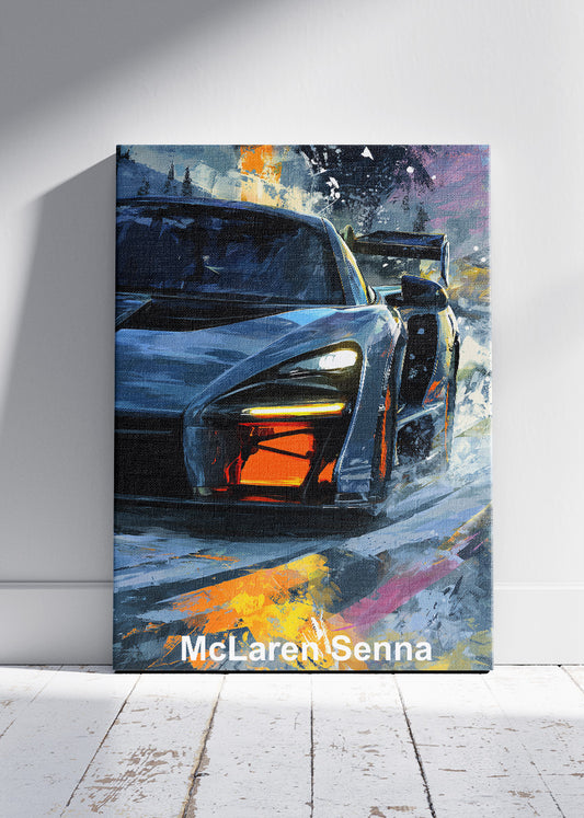 McLaren Senna Night Drive Canvas Print & Poster – Dynamic Supercar Wall Art – AI PRINT LAB