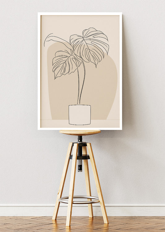 Minimalist Monstera Line Art Botanical Canvas & Poster Print – AI PRINT LAB