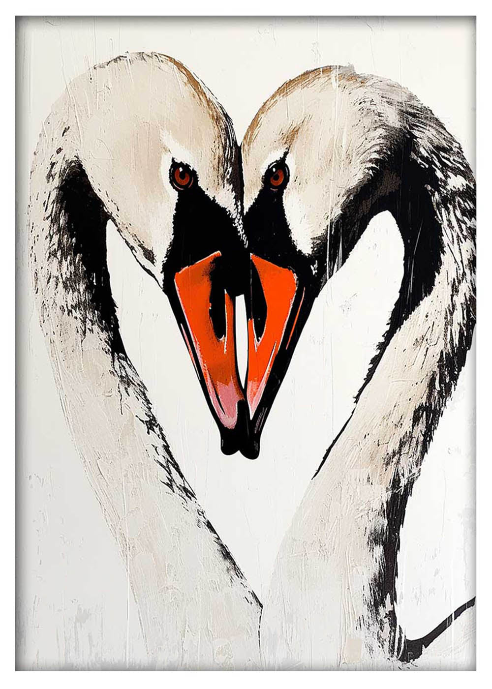 Minimalist Swan Love – Romantic Heart Shape Canvas Wall Art – T957 – AiPrintLab