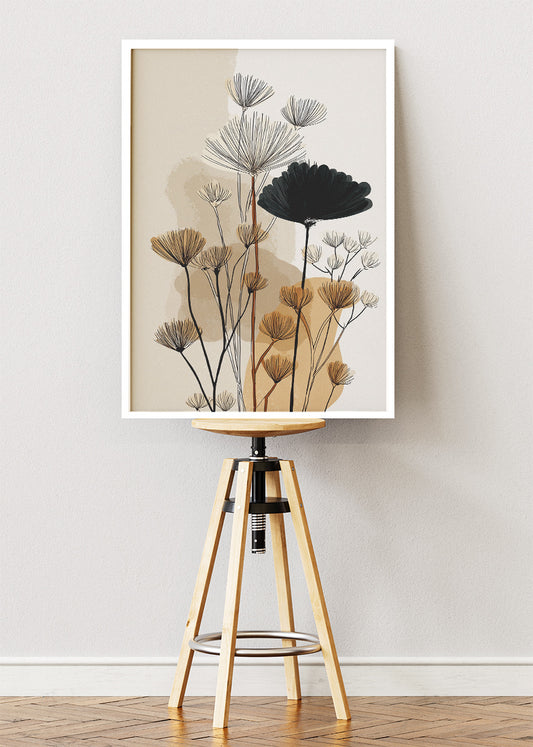 Minimalist Wildflower Botanical Line Art Canvas & Poster Print – AI PRINT LAB
