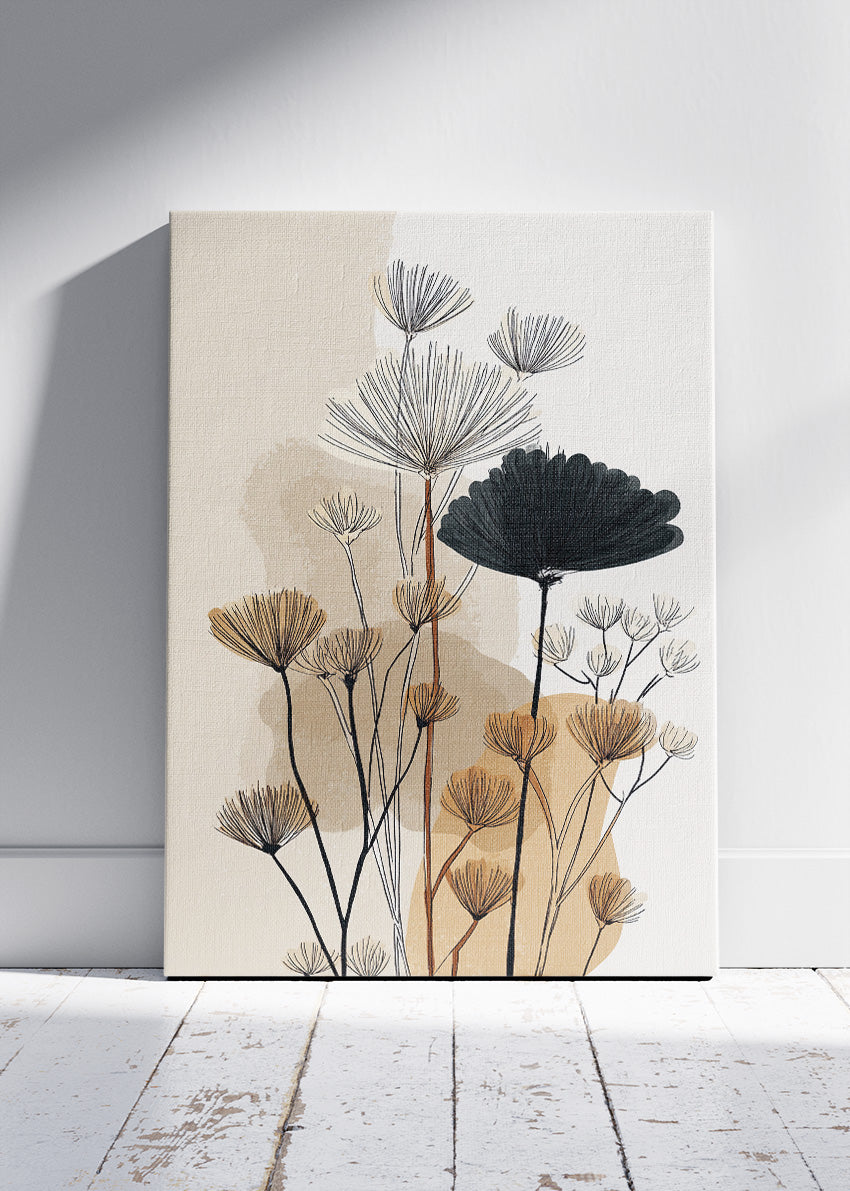 Minimalist Wildflower Botanical Line Art Canvas & Poster Print – AI PRINT LAB