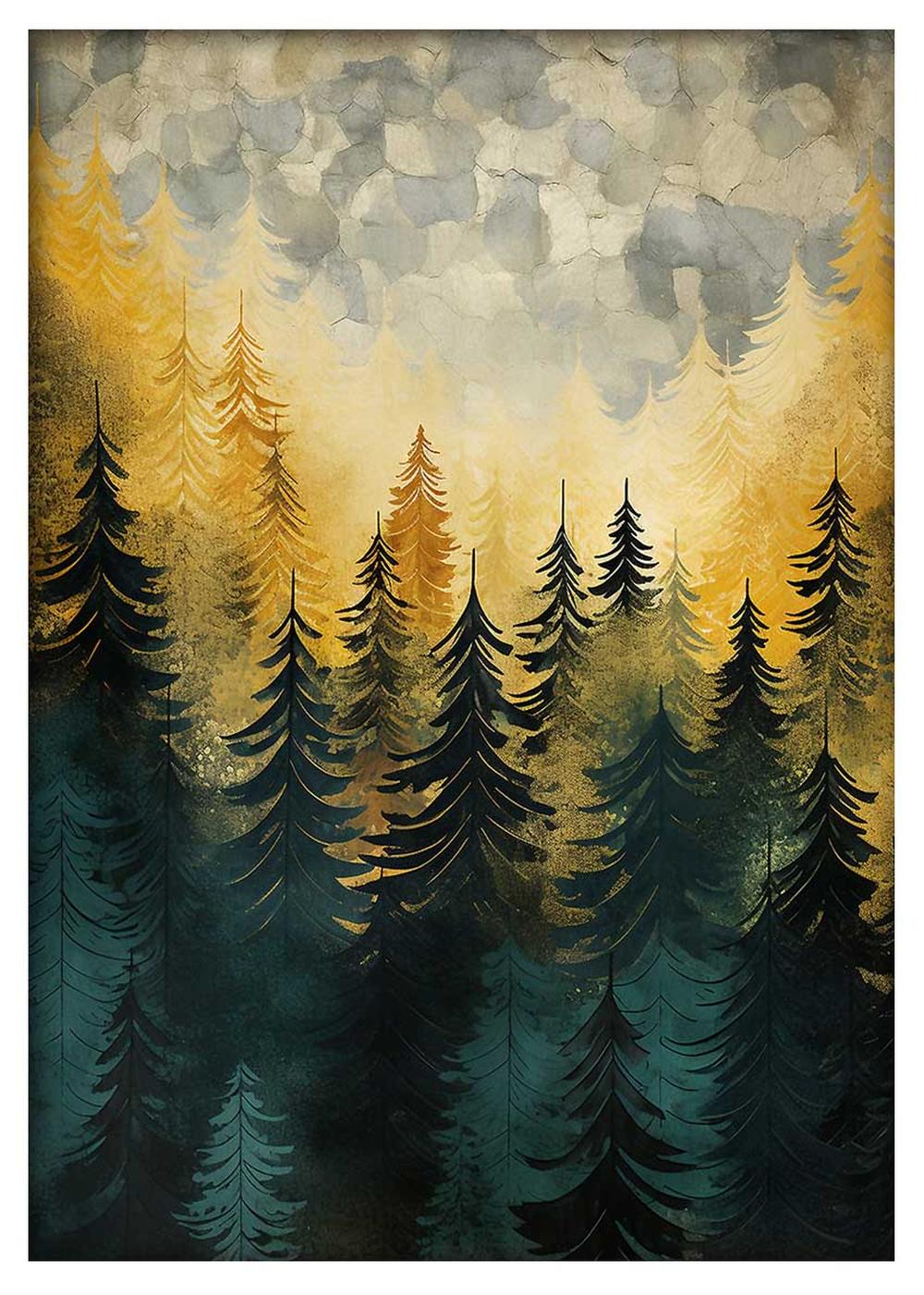 Misty Forest Gradient Canvas Art & Poster – T655 – AiPrintLab