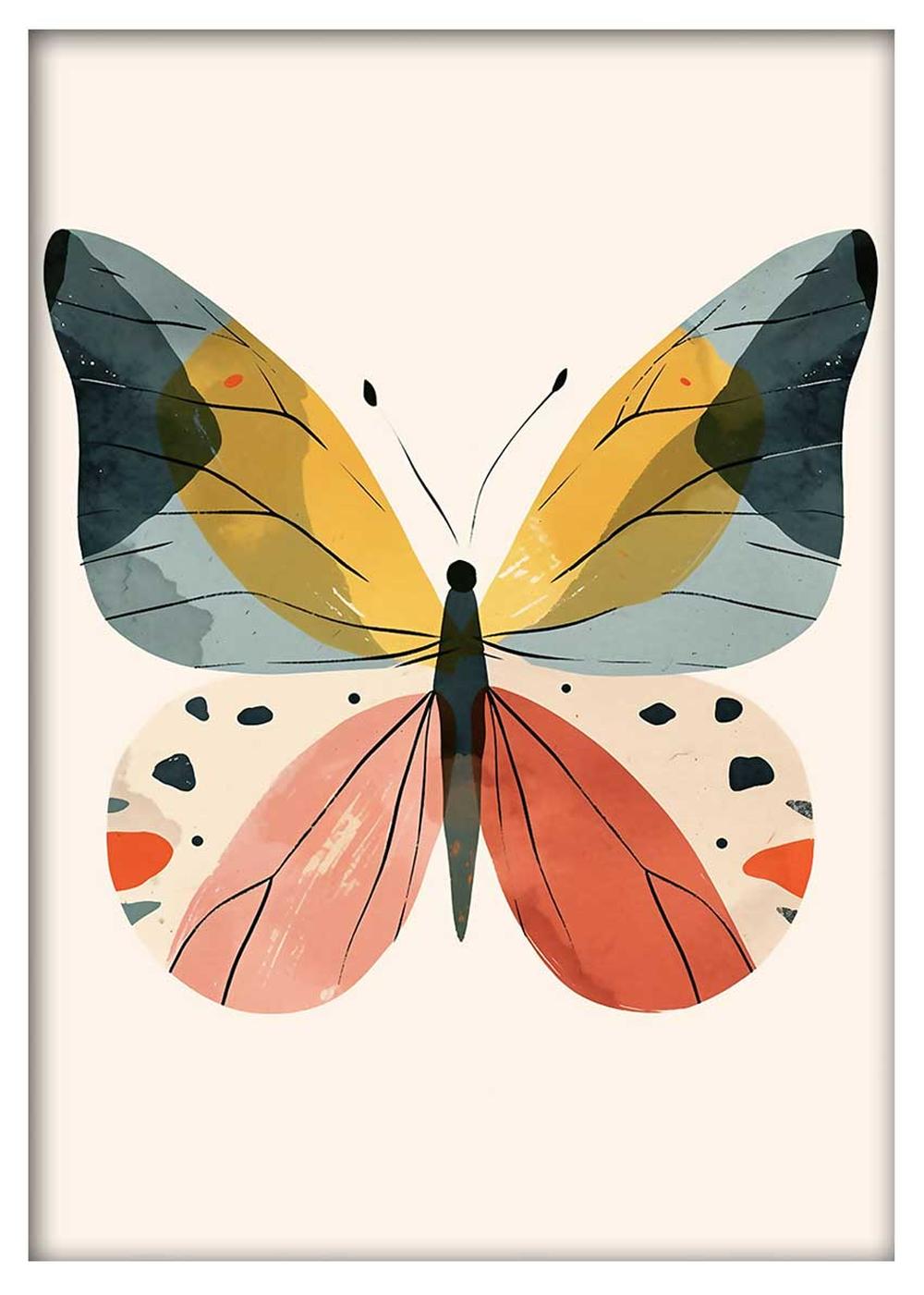 Modern Minimalist Butterfly – Soft Abstract Nature Wall Art – T849 – AiPrintLab