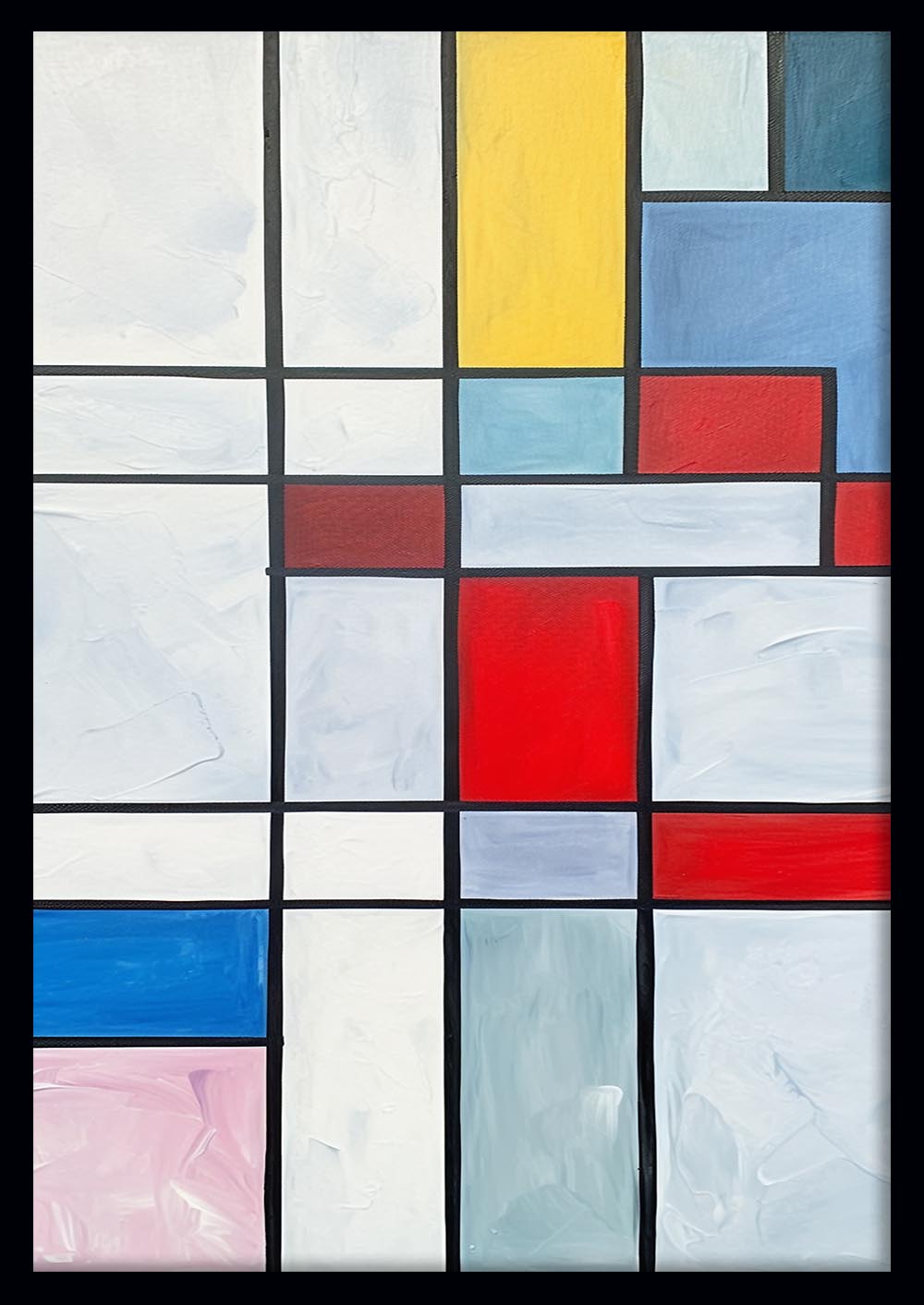 Mondrian-Style Abstract Grid Canvas Print – T503 – AiPrintLab
