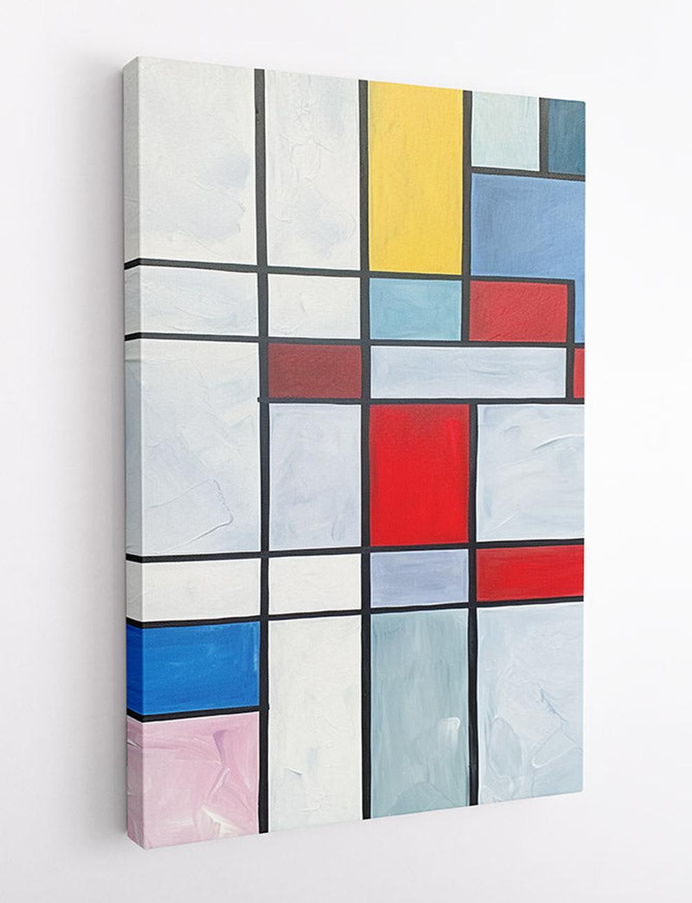 Mondrian-Style Abstract Grid Canvas Print – T503 – AiPrintLab