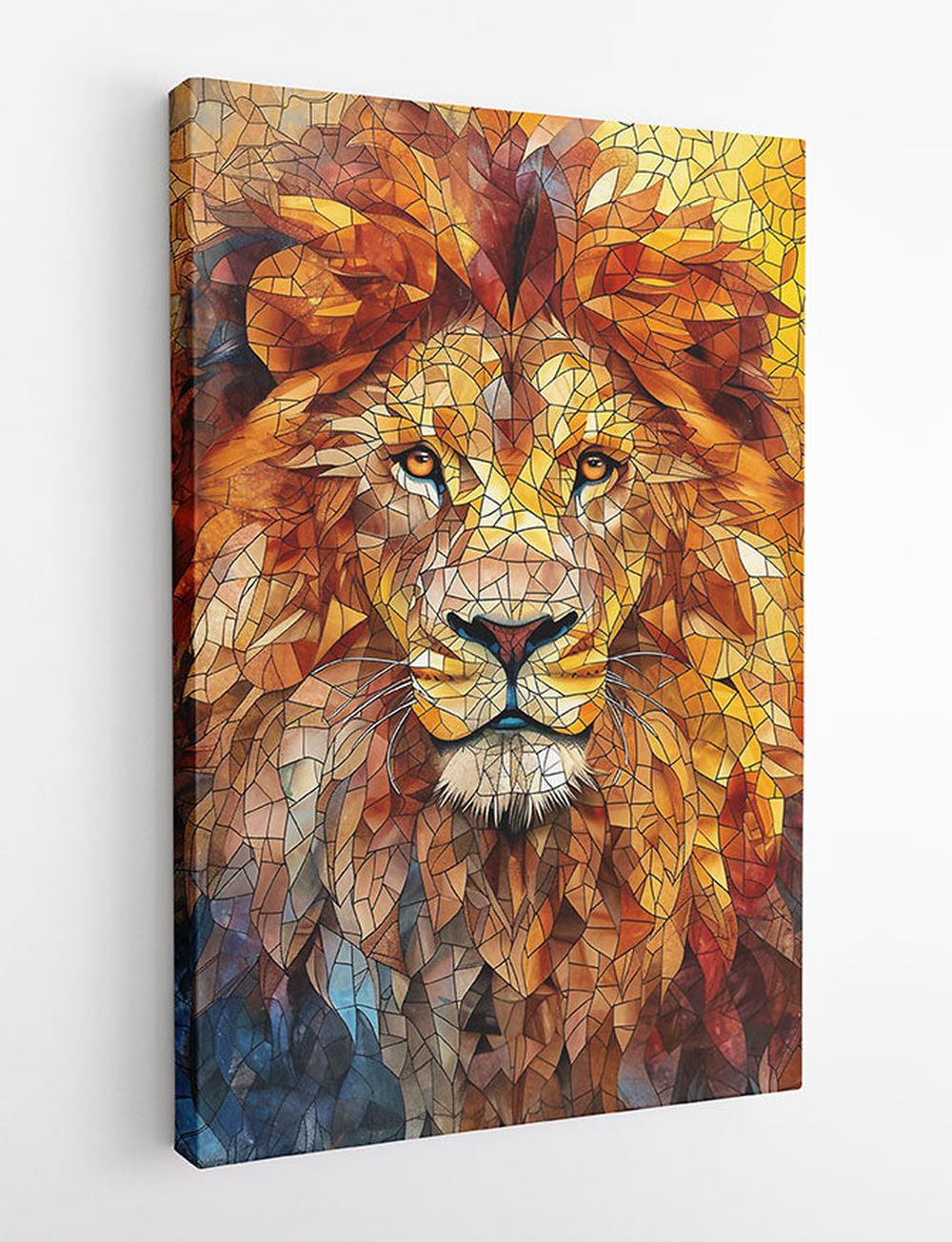 Mosaic Lion Portrait Poster & Canvas Wall Art – T779 – AiPrintLab