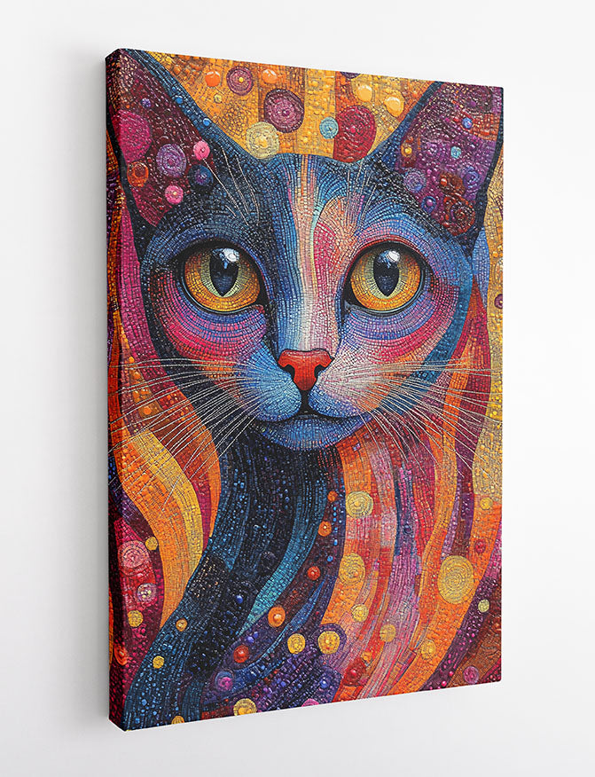 Mosaic Cat Canvas Wall Art & Poster Print | Colorful Abstract Feline Design – T1357 – Aiprintlab 2