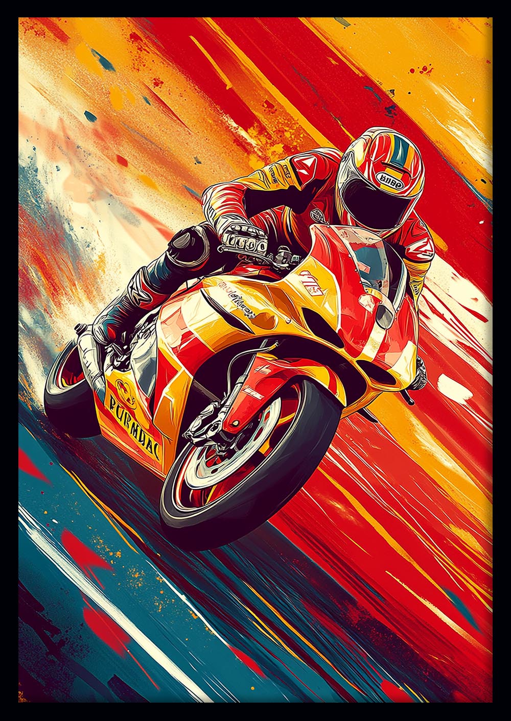 Motorcycle Racer Canvas Wall Art & Poster Print | Dynamic Sportbike Speed Painting – T1342 – Aiprintlab 1