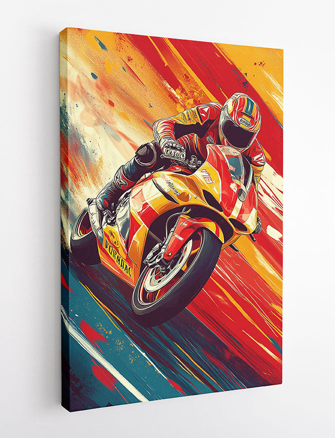 Motorcycle Racer Canvas Wall Art & Poster Print | Dynamic Sportbike Speed Painting – T1342 – Aiprintlab 2