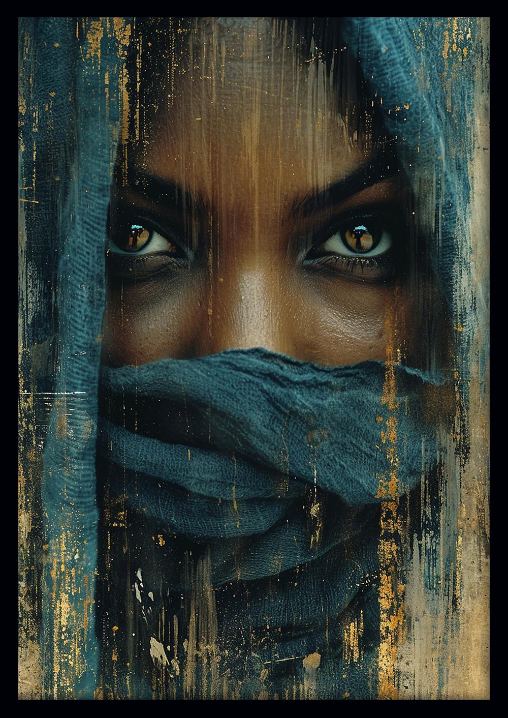 Mysterious Eyes Behind Veil – Bold Portrait Canvas Wall Art – T966 – AiPrintLab
