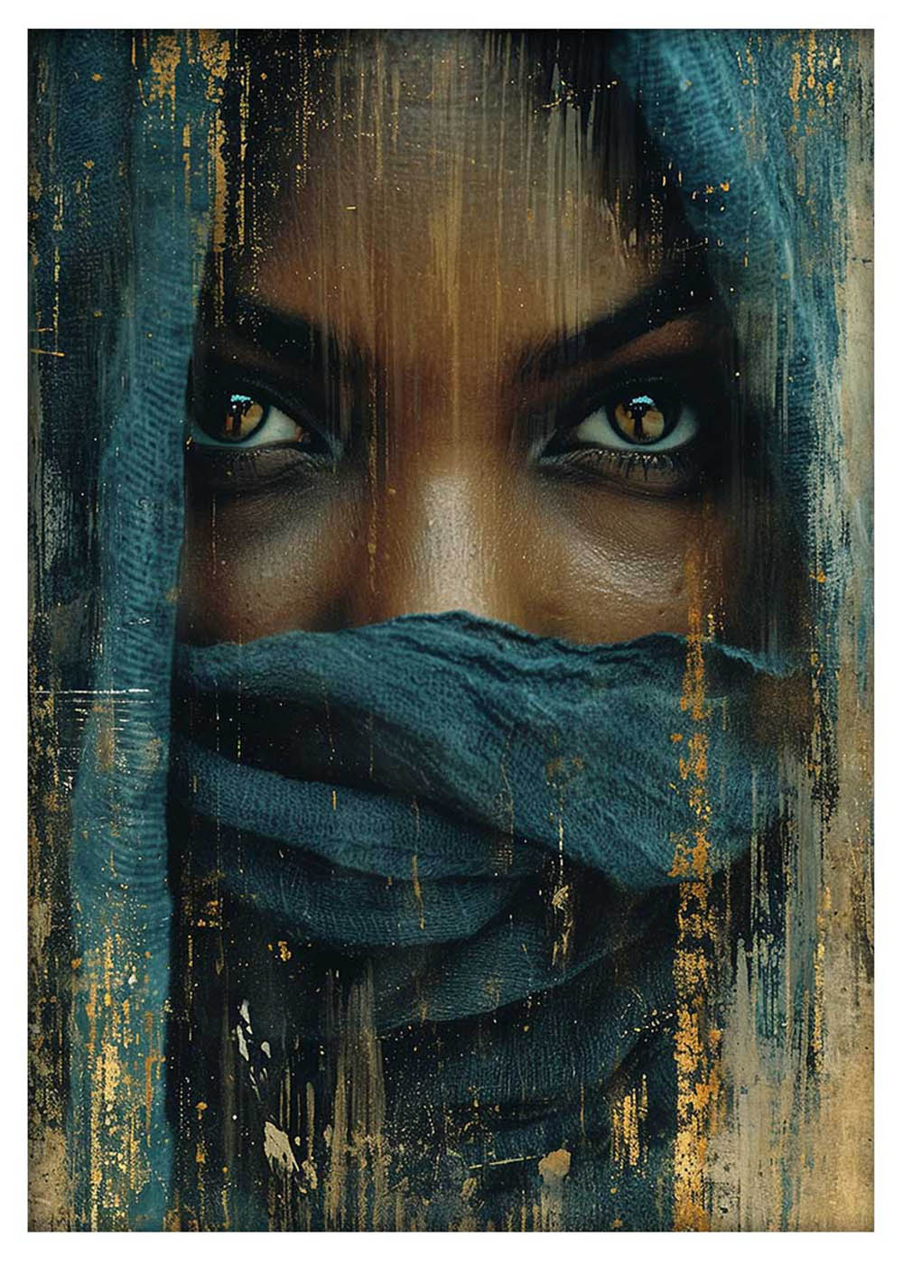 Mysterious Eyes Behind Veil – Bold Portrait Canvas Wall Art – T966 – AiPrintLab