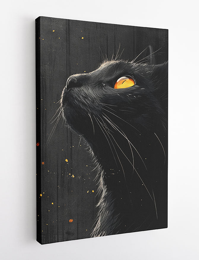 Mystic Black Cat Gaze – Dark Fantasy Canvas Wall Art Print – T965 – AiPrintLab