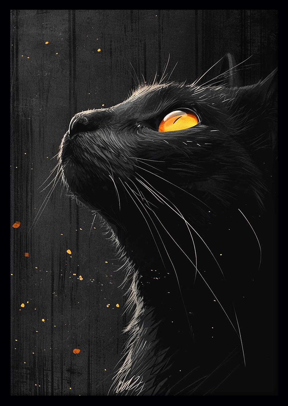 Mystic Black Cat Gaze – Dark Fantasy Canvas Wall Art Print – T965 – AiPrintLab
