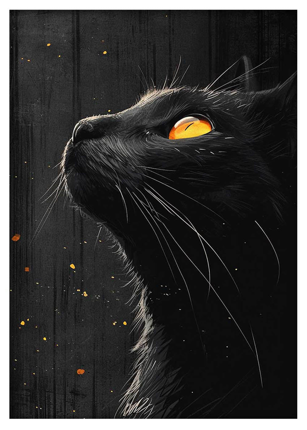 Mystic Black Cat Gaze – Dark Fantasy Canvas Wall Art Print – T965 – AiPrintLab