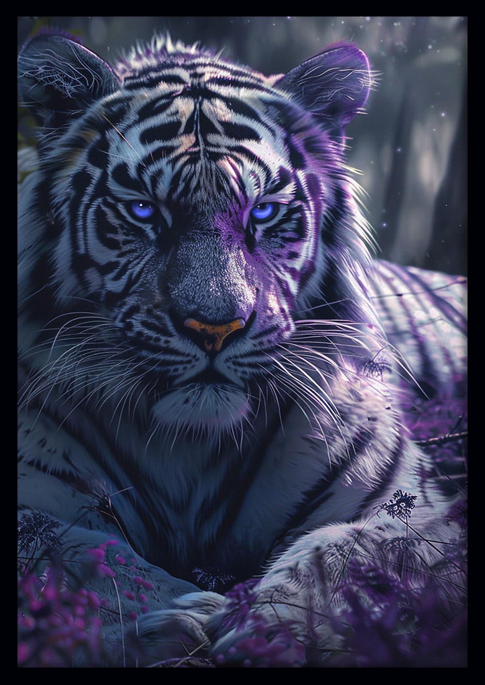 Mystic White Tiger – Enchanted Jungle Canvas & Poster Wall Art – T1233 – AiPrintLab