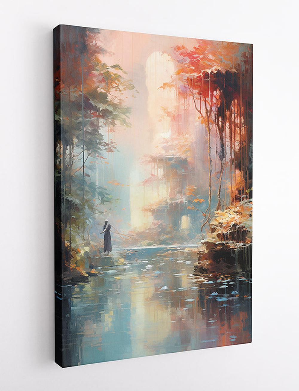 Mystical Autumn River Scene Canvas Art & Poster – T632 – AiPrintLab