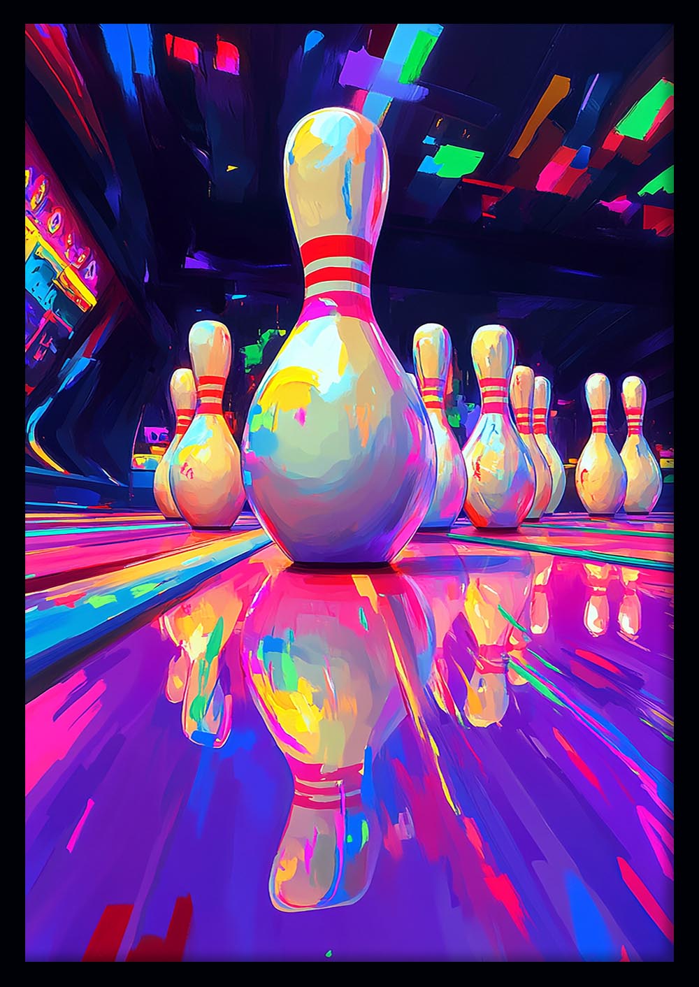 Neon Bowling Alley – Color Pop Sports Canvas & Poster Art – T1422 –