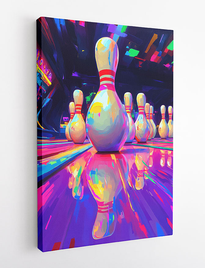 Neon Bowling Alley – Color Pop Sports Canvas & Poster Art – T1422 –