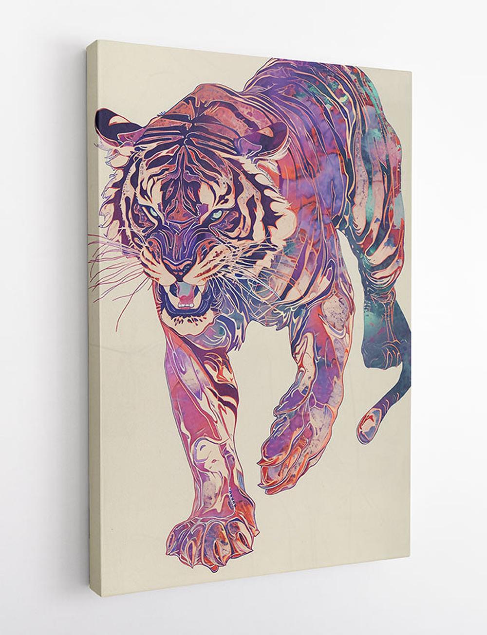 Neon Prowl – Psychedelic Tiger Canvas & Poster Art – T803 – AiPrintLab