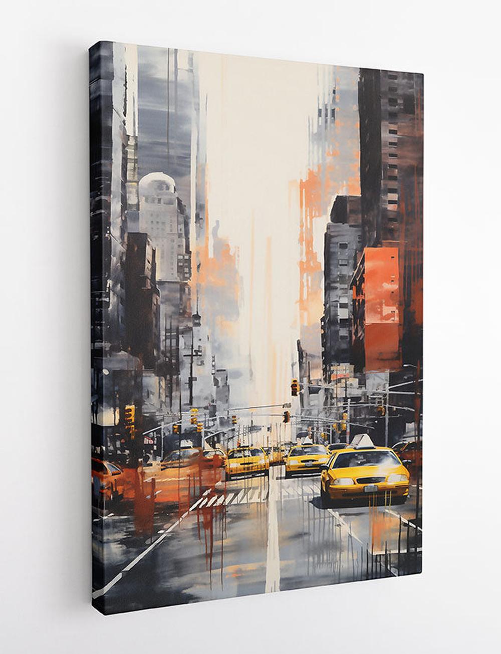 New York City Yellow Taxi Abstract Urban Art Print & Canvas – T747 – AiPrintLab