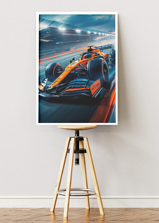 Orange Formula 1 Racing Car Track Poster Canvas & Print – AI PRINT LAB