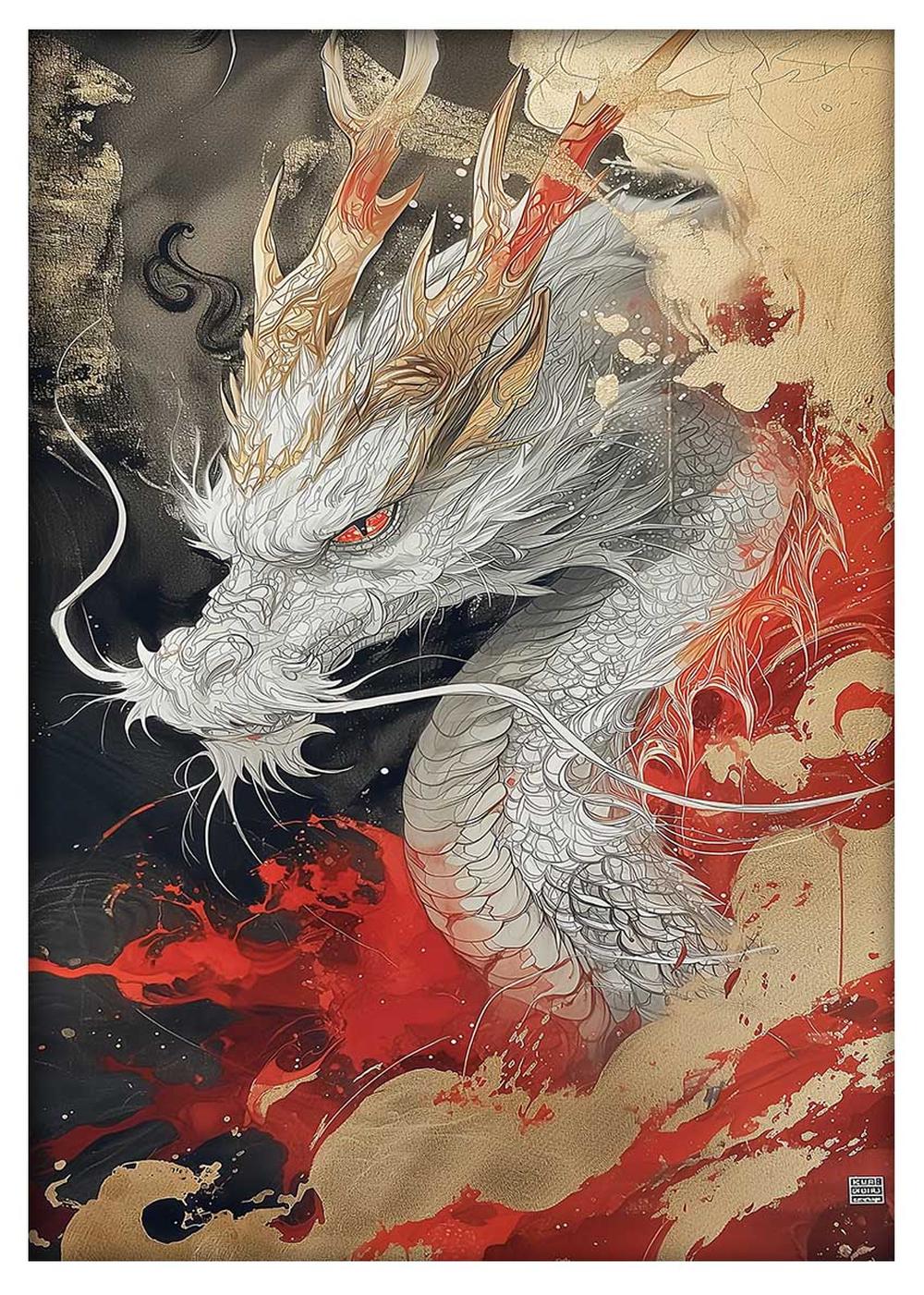 Oriental White Dragon Canvas Print & Poster – T608 – AiPrintLab