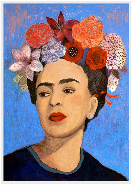 P119 Frida Kahlo and Flowers Canvas Art Prints, Posters, and Wall Art Pop Art Collection