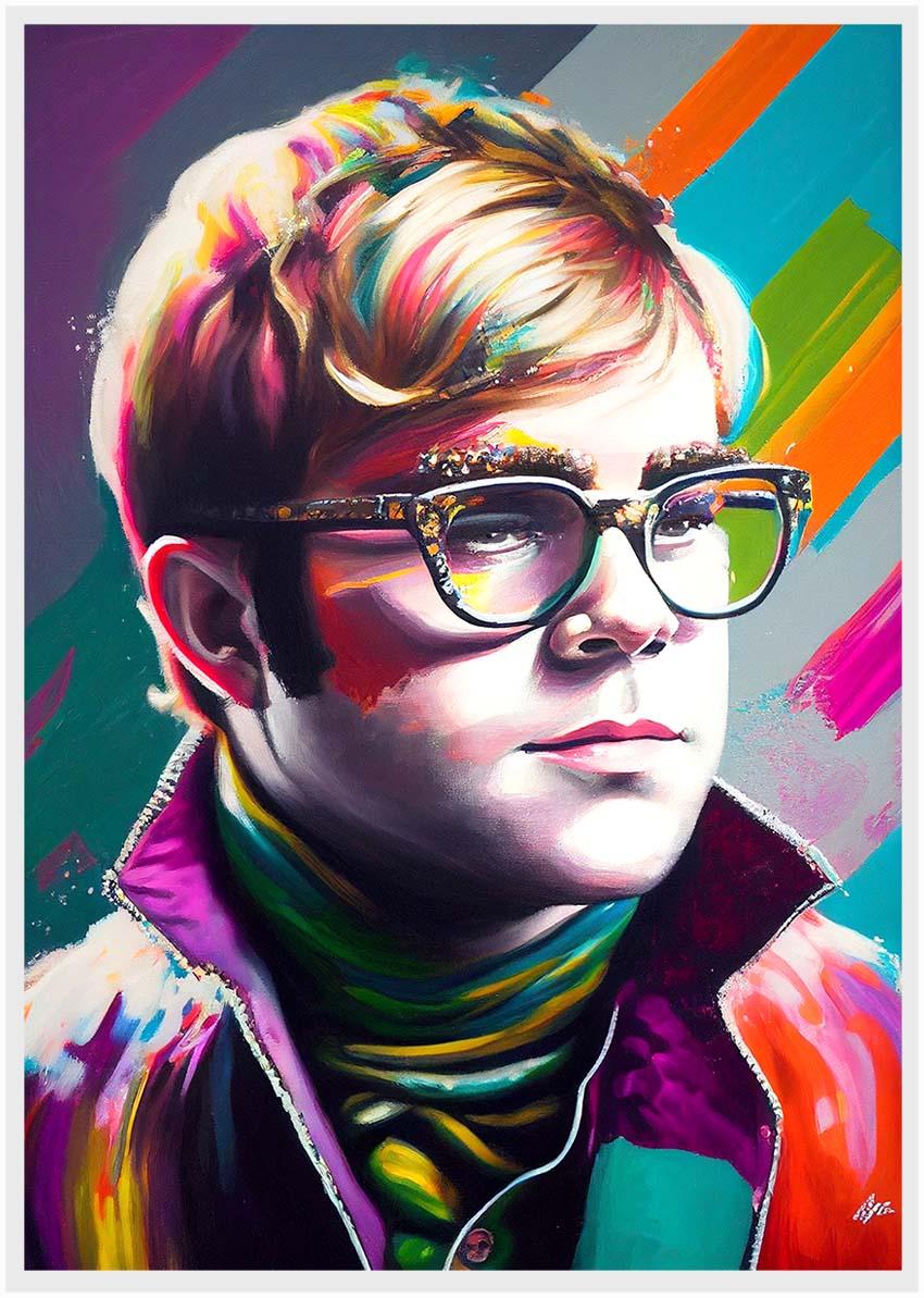 P178 AI Artistry Elton John Printed Designs on Canvas Art Prints, Posters, and Wall Art Pop Art Collection