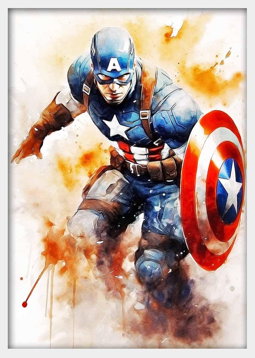 P221 Captain America Canvas Art Prints, Posters, and Wall Art Superhero Collection
