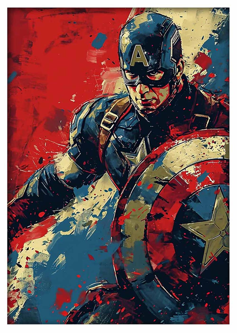 P341 – Captain America Canvas Art Prints, Posters, and Wall Art – Superhero Collection