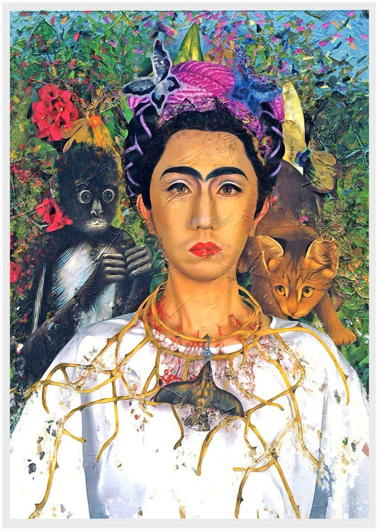 P81 Frida Kahlo and Flowers Canvas Art Prints, Posters, and Wall Art Pop Art Collection