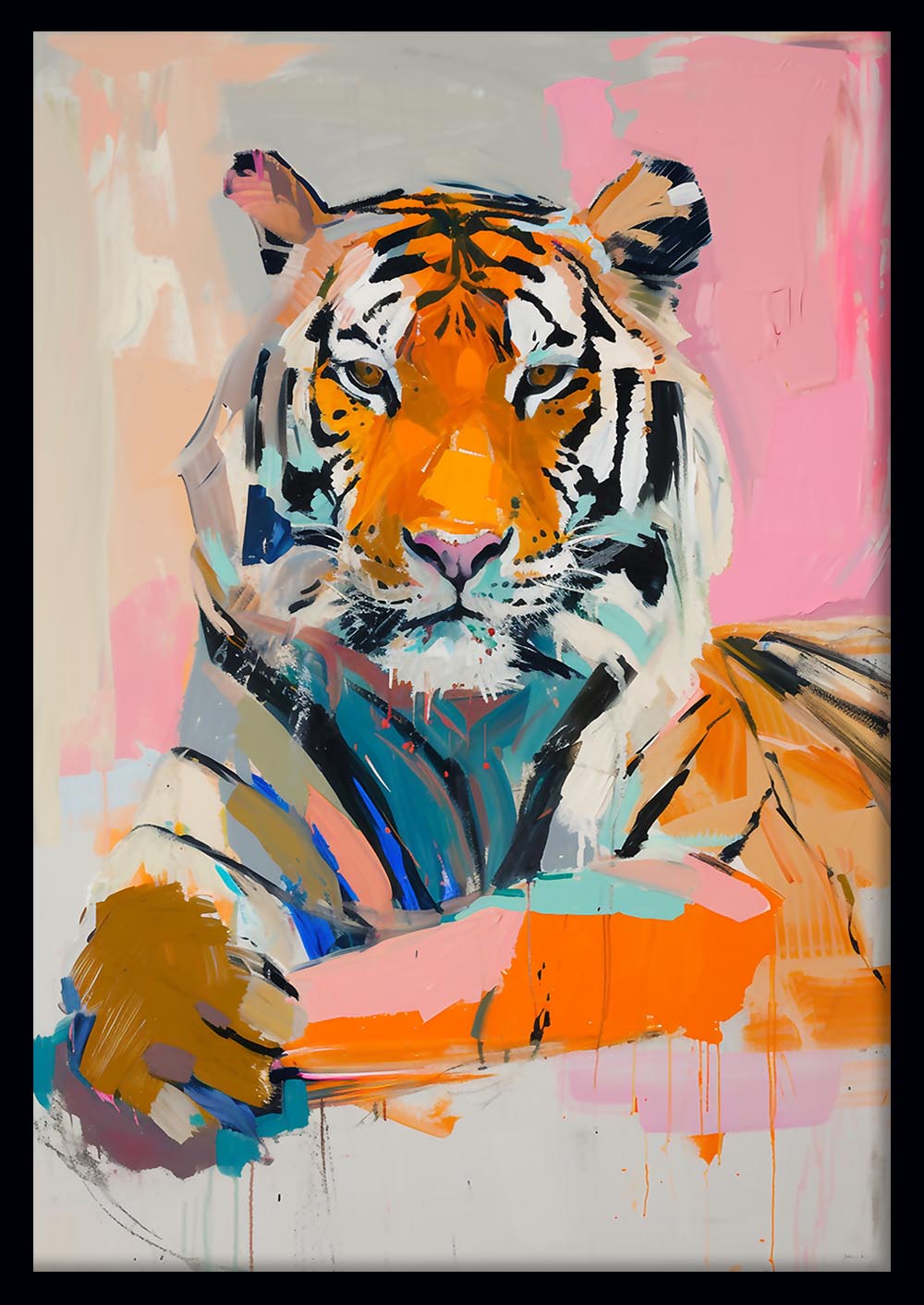 Pastel Pop Tiger – Modern Abstract Jungle Canvas Art – T850 – AiPrintLab