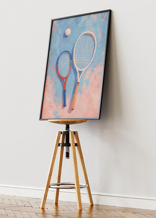 Pastel Tennis Rackets Wall Art Poster & Canvas Print – Vintage Sports Decor