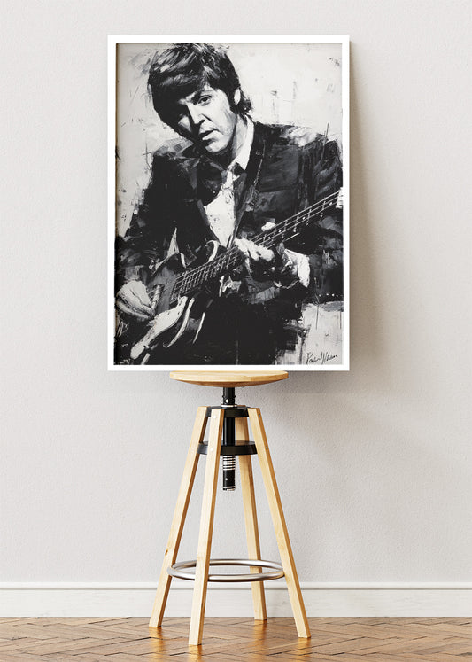 Paul McCartney Inspired Portrait Wall Art – Vintage Rock Bassist Poster & Canvas