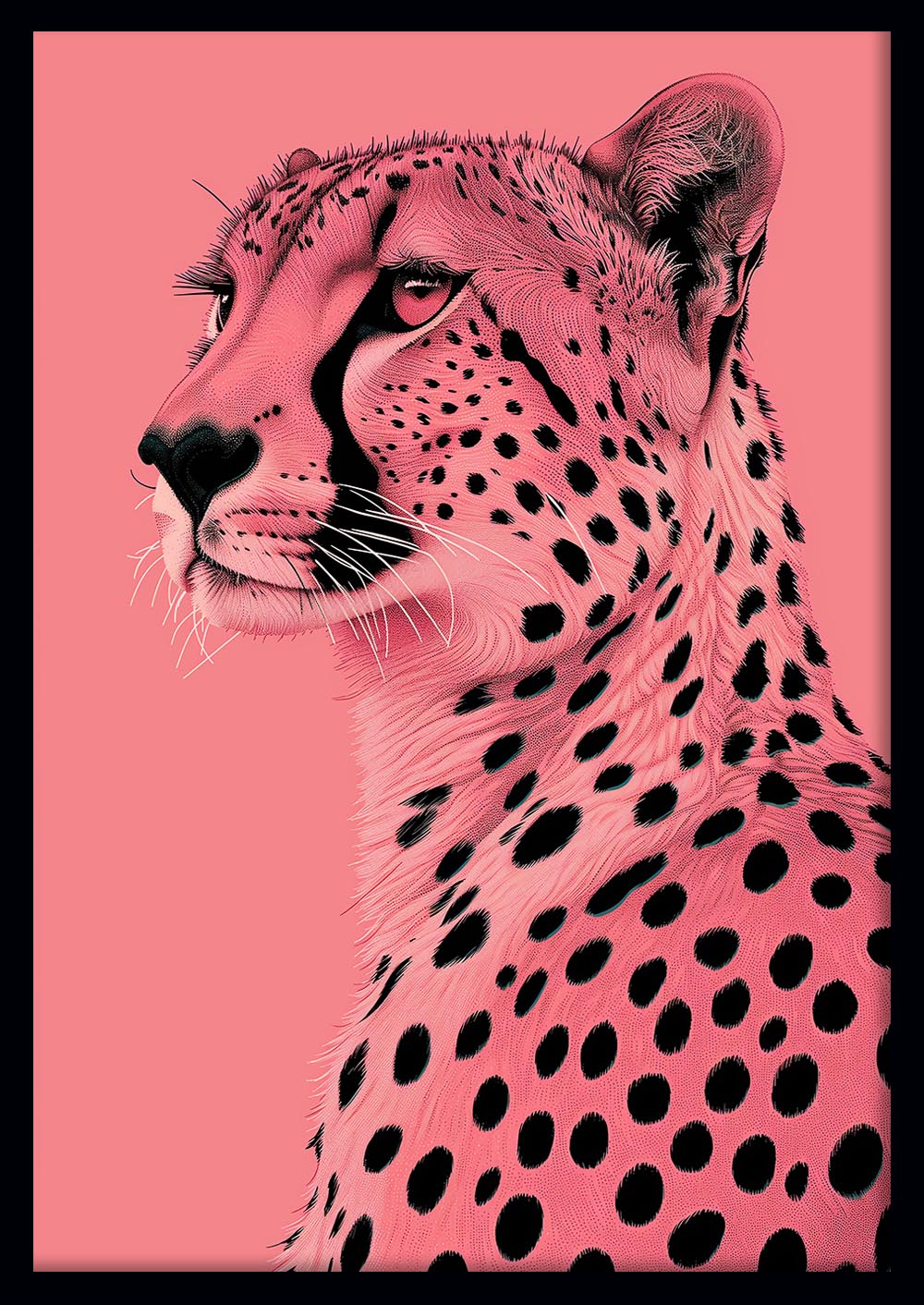 Pink Cheetah Elegance – Bold Minimalist Wild Cat Canvas Wall Art – T870 – AiPrintLab