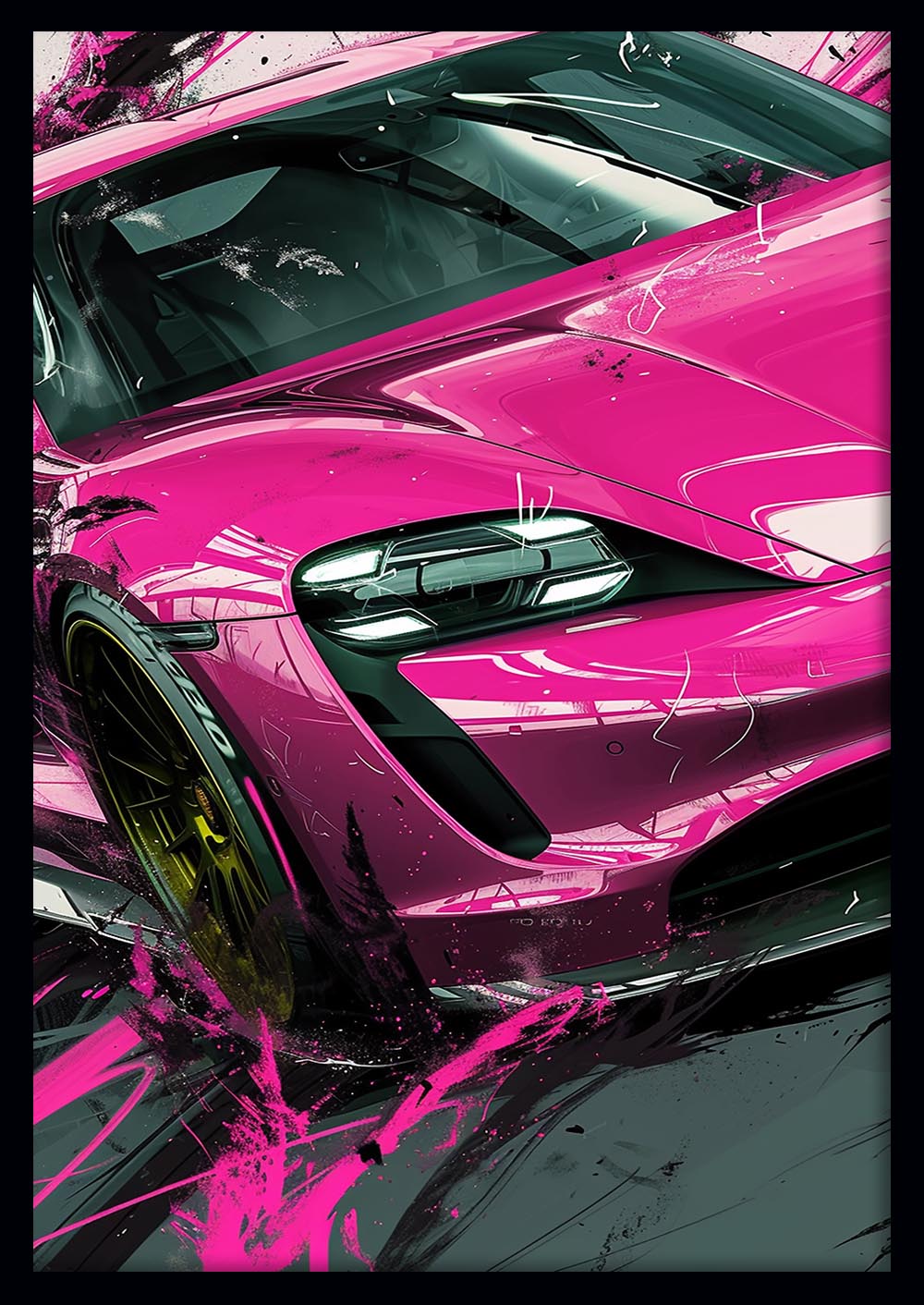 Pink Turbo Drift – High-Impact Sports Car Canvas & Poster Wall Art – T1234 – AiPrintLab