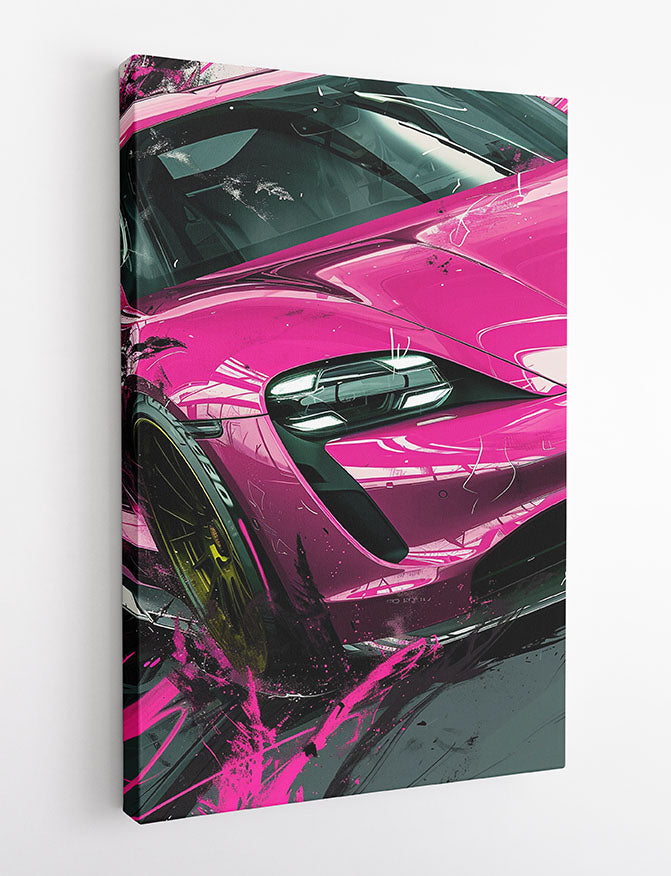 Pink Turbo Drift – High-Impact Sports Car Canvas & Poster Wall Art – T1234 – AiPrintLab