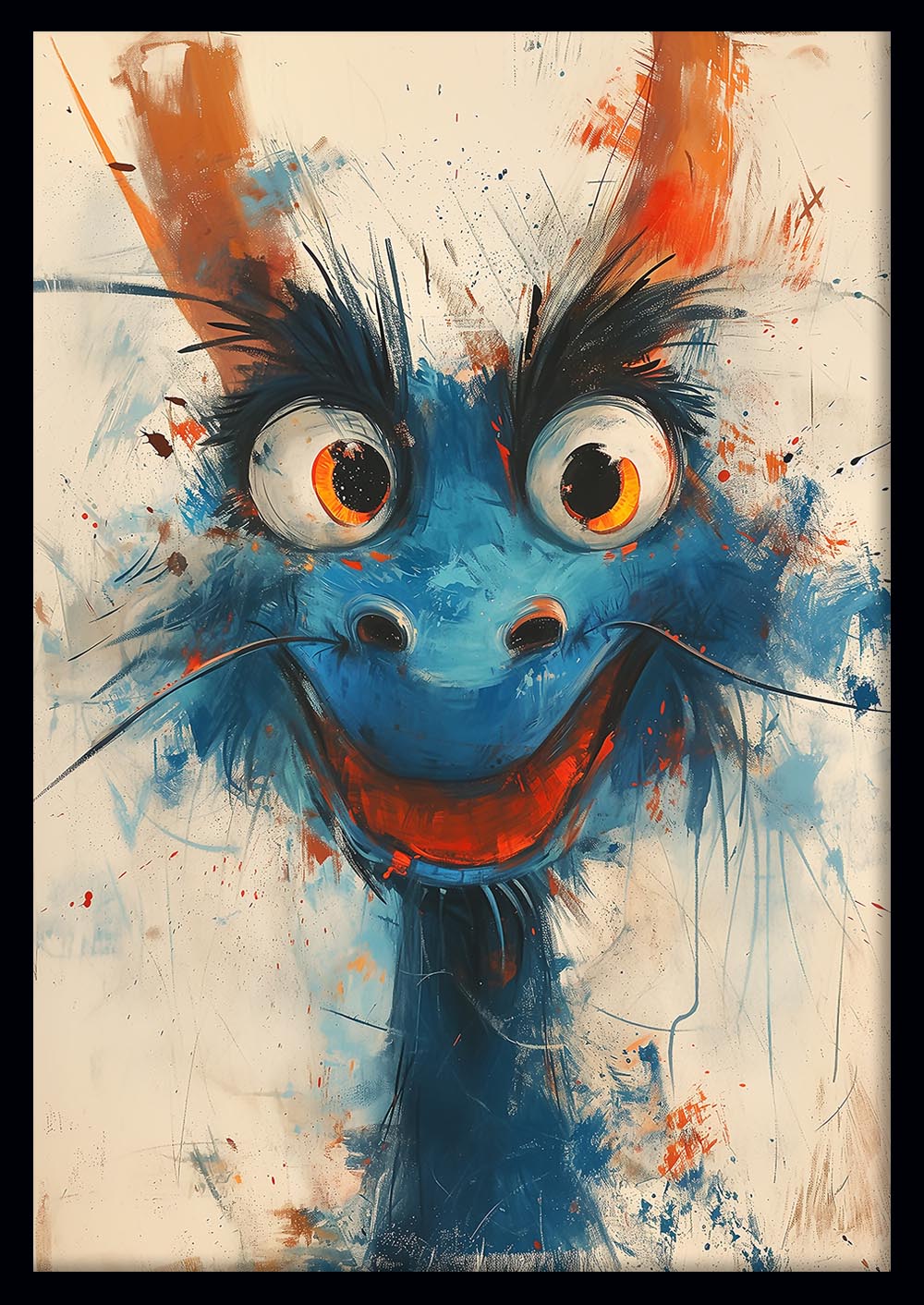Playful Blue Dragon Canvas Art & Poster – T630 – AiPrintLab