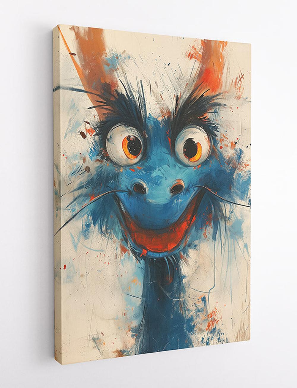 Playful Blue Dragon Canvas Art & Poster – T630 – AiPrintLab