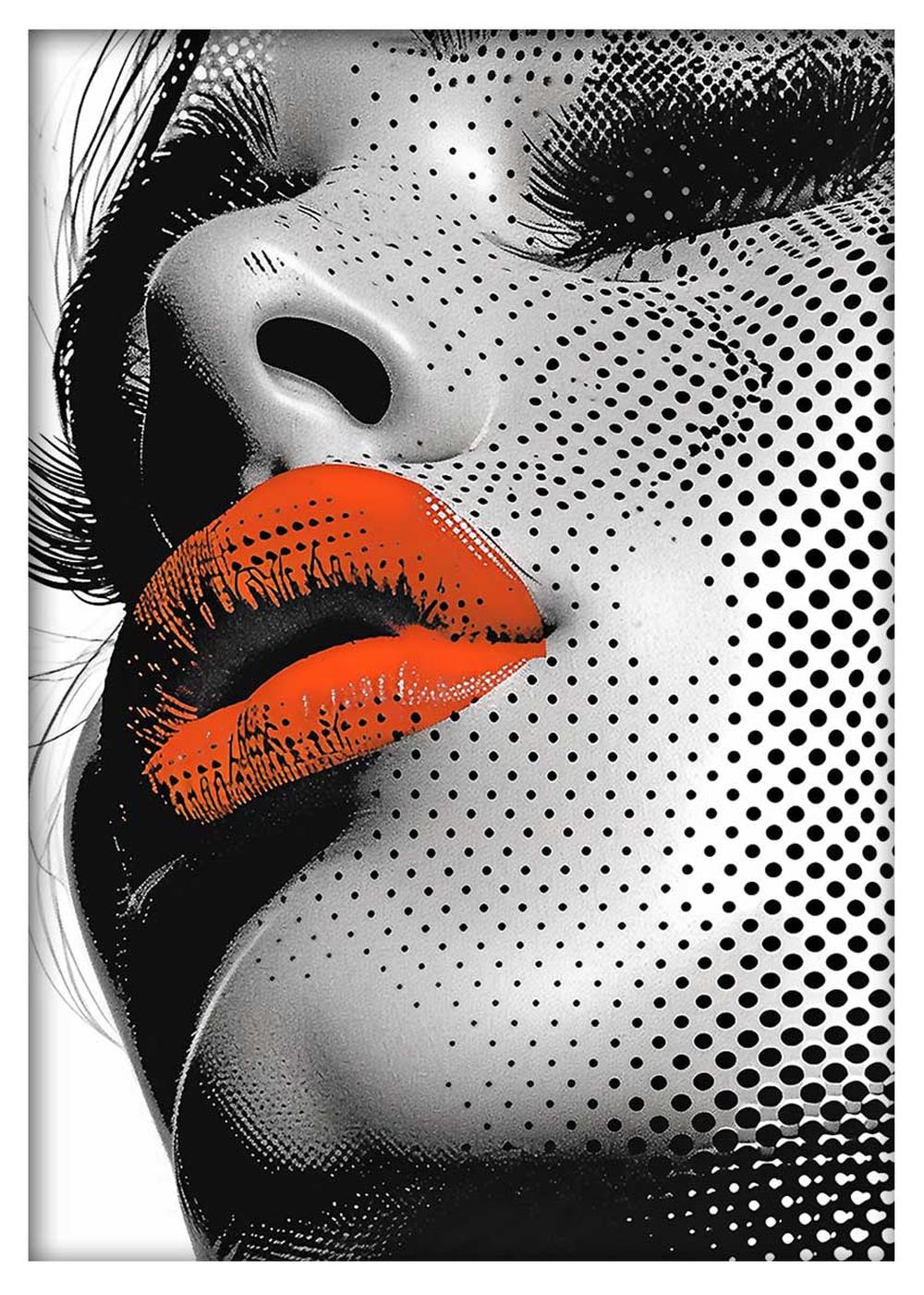 Pop Art Lips Black & White Canvas Print & Poster – T609 – AiPrintLab