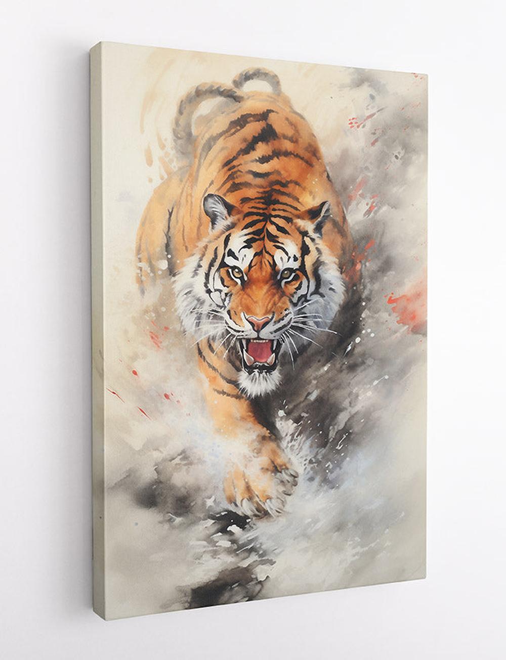 Powerful Tiger Watercolor Canvas Print & Poster – T610 – AiPrintLab