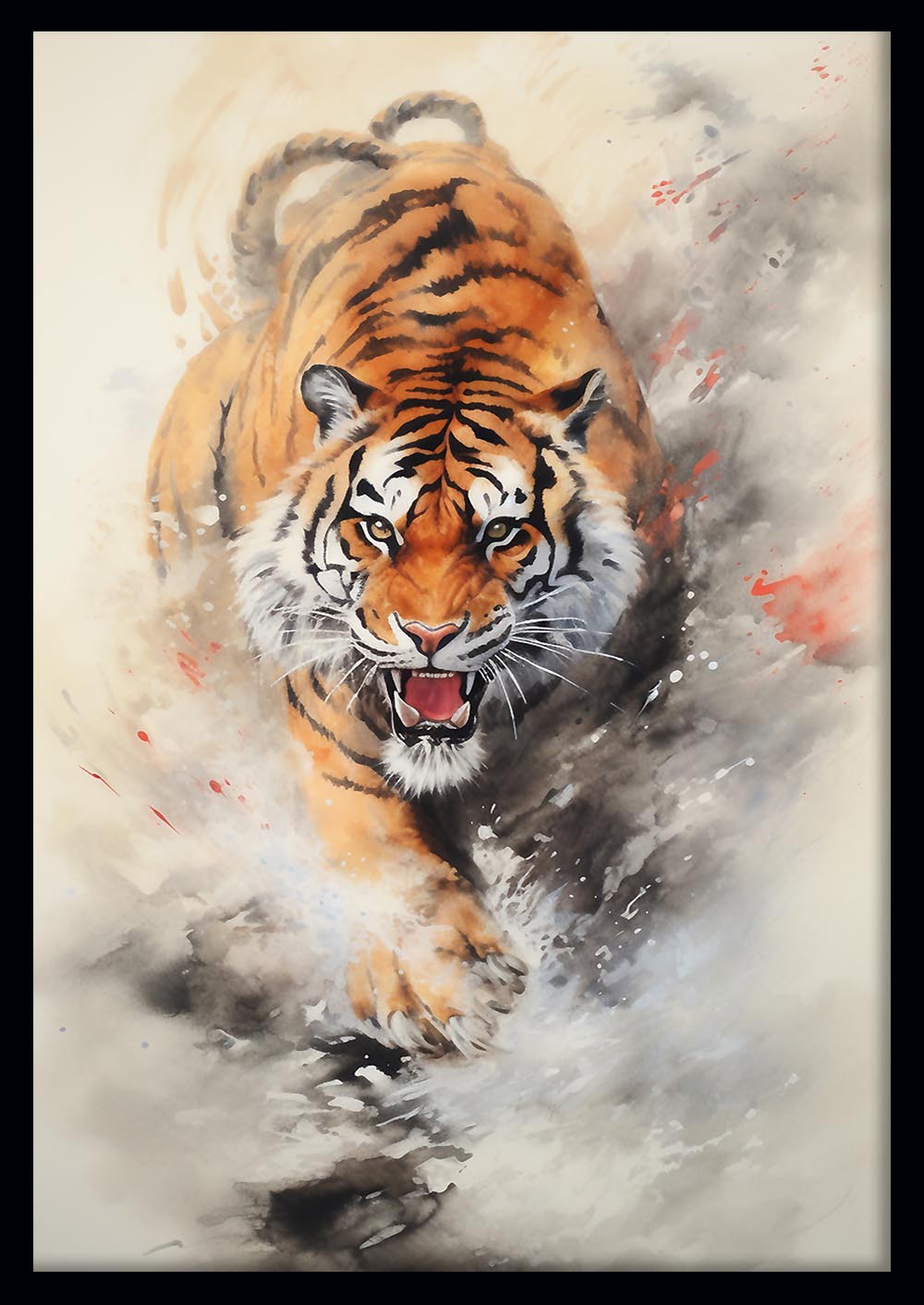 Powerful Tiger Watercolor Canvas Print & Poster – T610 – AiPrintLab