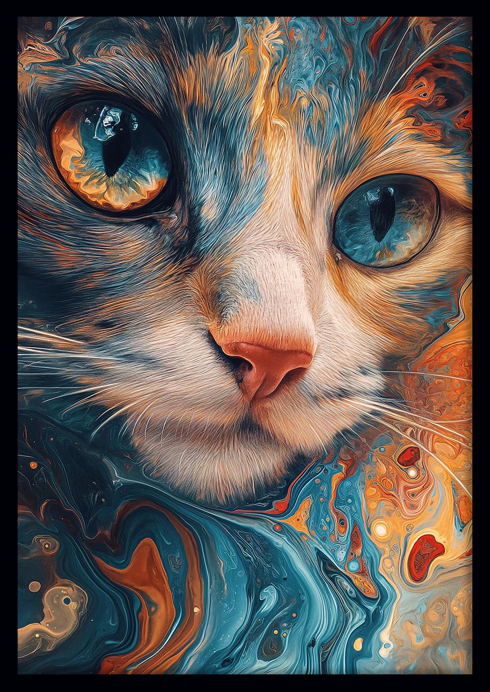 Psychedelic Cat Eyes – Colorful Abstract Feline Canvas & Poster Wall Art – T1271 – AiPrintLab