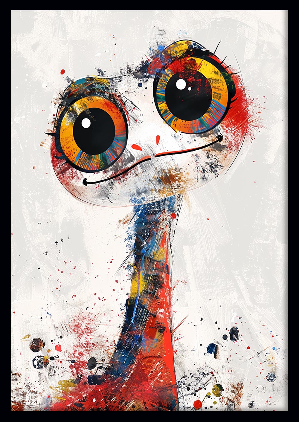 Quirky Ostrich Face – Color Splash Animal Canvas & Poster Wall Art – T1176 – AiPrintLab