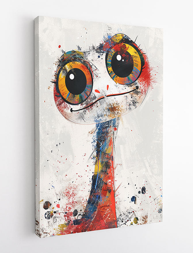 Quirky Ostrich Face – Color Splash Animal Canvas & Poster Wall Art – T1176 – AiPrintLab