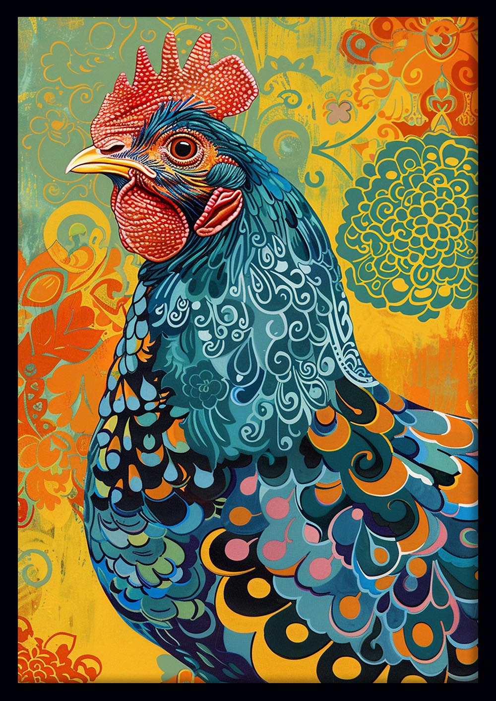 Radiant Rooster Pop Art – Colorful Chicken Canvas & Poster Wall Print – T1099 – AiPrintLab