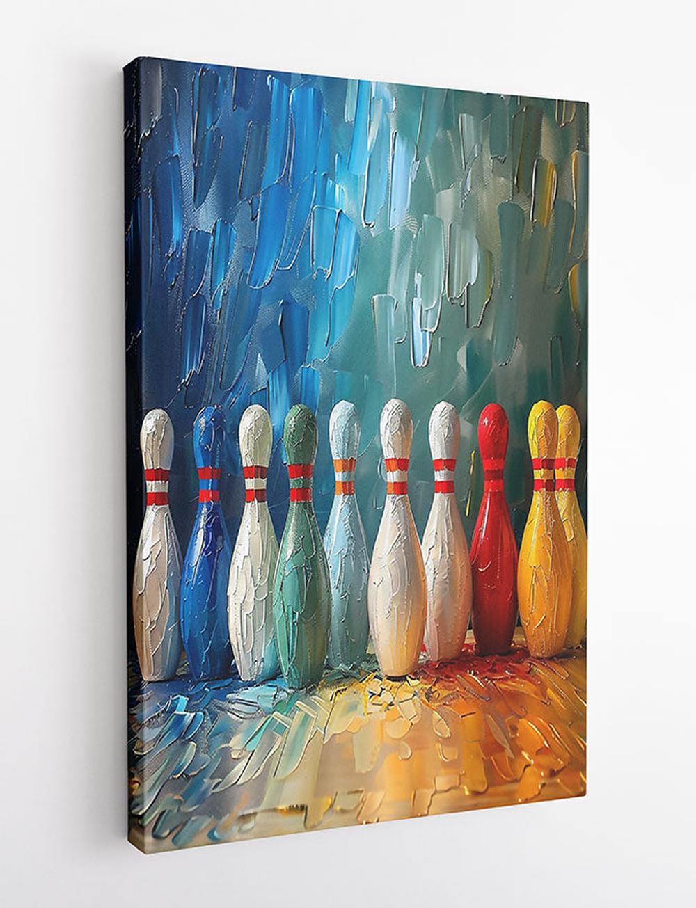 Rainbow Bowling Pins – Abstract Colorful Canvas & Poster Wall Art – T822 – AiPrintLab