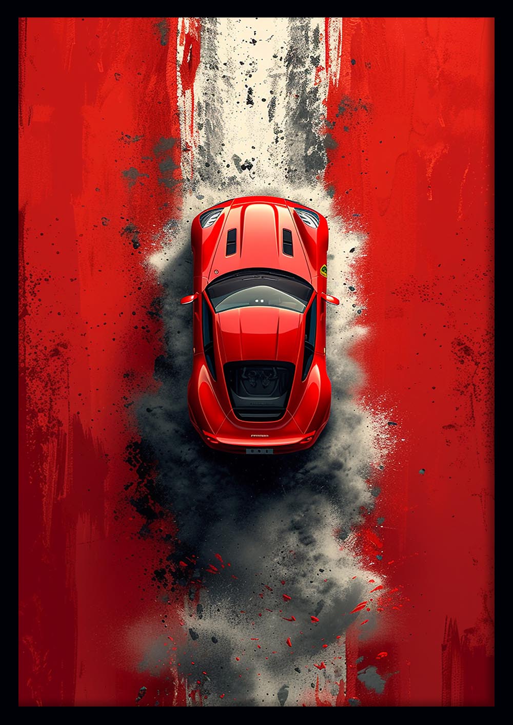 Red Ferrari Drift Explosion – Supercar Canvas & Poster Wall Art – T1159 – AiPrintLab