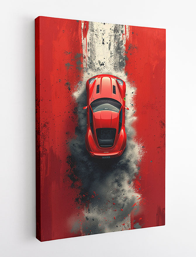 Red Ferrari Drift Explosion – Supercar Canvas & Poster Wall Art – T1159 – AiPrintLab
