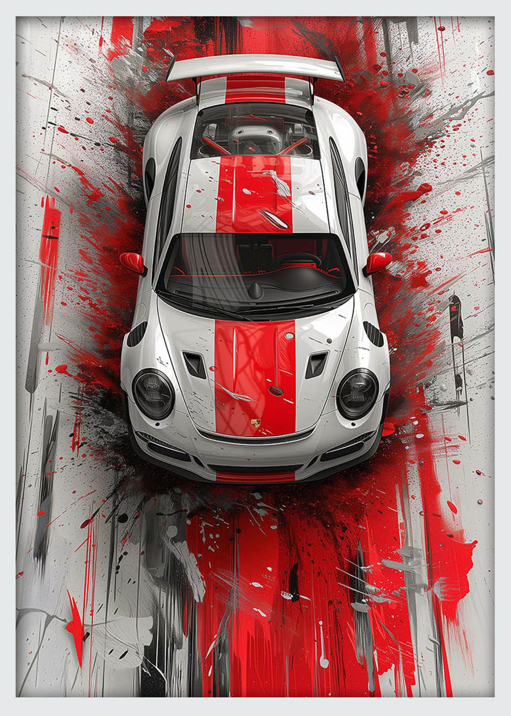 Red & White Porsche GT Art – Dynamic Sports Car Canvas & Poster Wall Print – T1084 – AiPrintLab